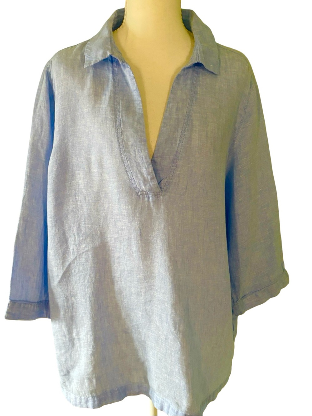 Tahari Linen Sky Blue Tunic Popover Size XL - Picture 5 of 10